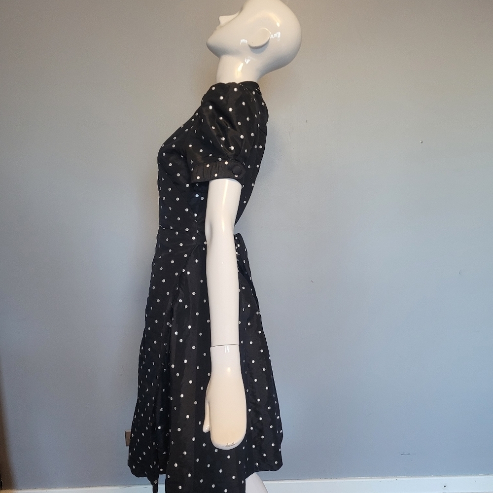 Modcloth Yumi Embroidered Polka Dot Wrap Dress, VGUC, Size L - Picture 8 of 9